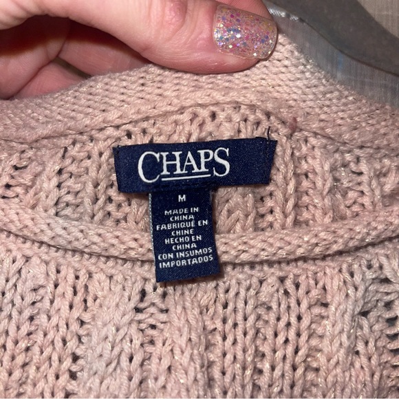 CHAPS Pink Roll Neck Sweater with Silver Flecks M - Picture 7 of 7